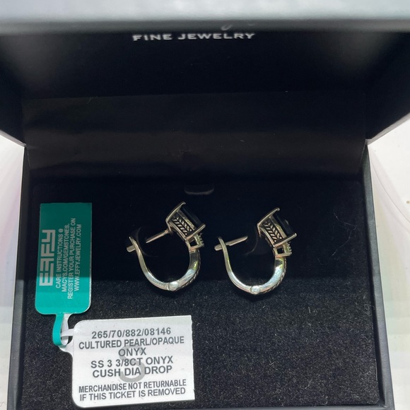 EFFY® Black Onyx (3-1/2 ct. t.w.) and Diamond Accent Earrings in Sterling Silver - Picture 2 of 4